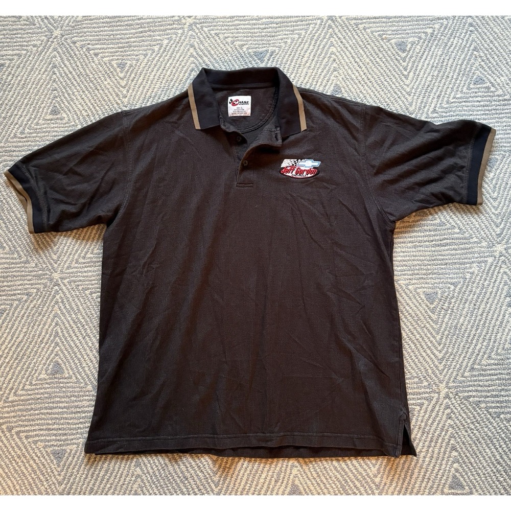 Vintage Chase Authentics Jeff Gordon Chevrolet Polo Shirt - Black/Gray -‎ XL